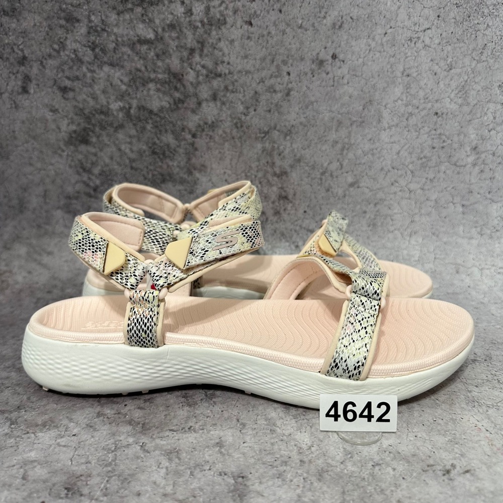 NEW Skechers On the GO 600 Sandals Women 12 Pink Snakeskin Strappy